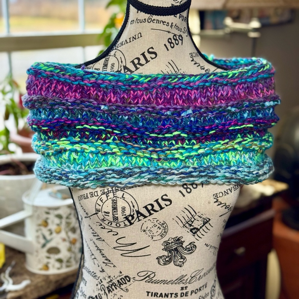 Hand Crafted Multicolor Knit Scarf